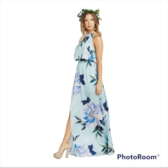 SHOW ME YOUR MUMU SMYM Blue Floral Halter Maxi Dress Heather Halter Maxi XS - Picture 4 of 8